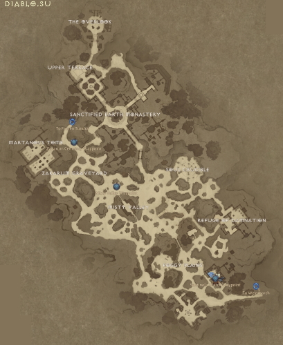 Карта локации Гора Завайн Diablo Immortal